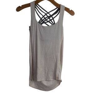 Lululemon Womens Strappy Tank Top Square Neck Sleeveless Striped Gray Size 4